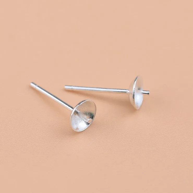 

SSE226 Wholesale 925 Sterling Silver Findings Simple Stud Earrings Post Cup Pin for Jewelry Making