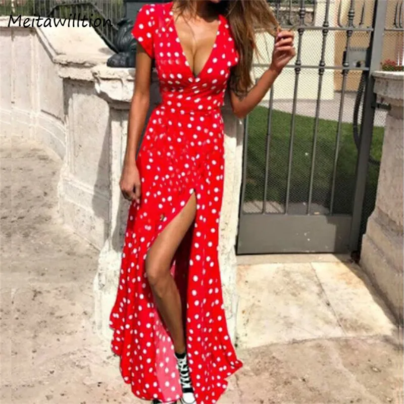 

Summer Women Sexy V Neck Short Dress Beach Casual Long Vintage Party Dresses, Different colors and support to customized