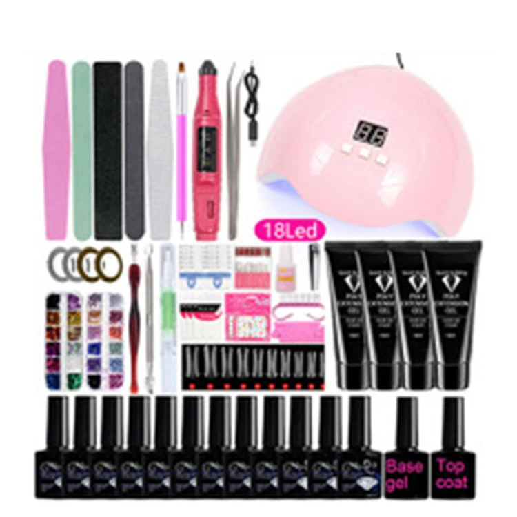 

10 Colors 36w Uv Nail Poly Polish Dryer Lamp Extension Poly Gel Nail Art Tools Set Professional Kit With Uv Lamp
