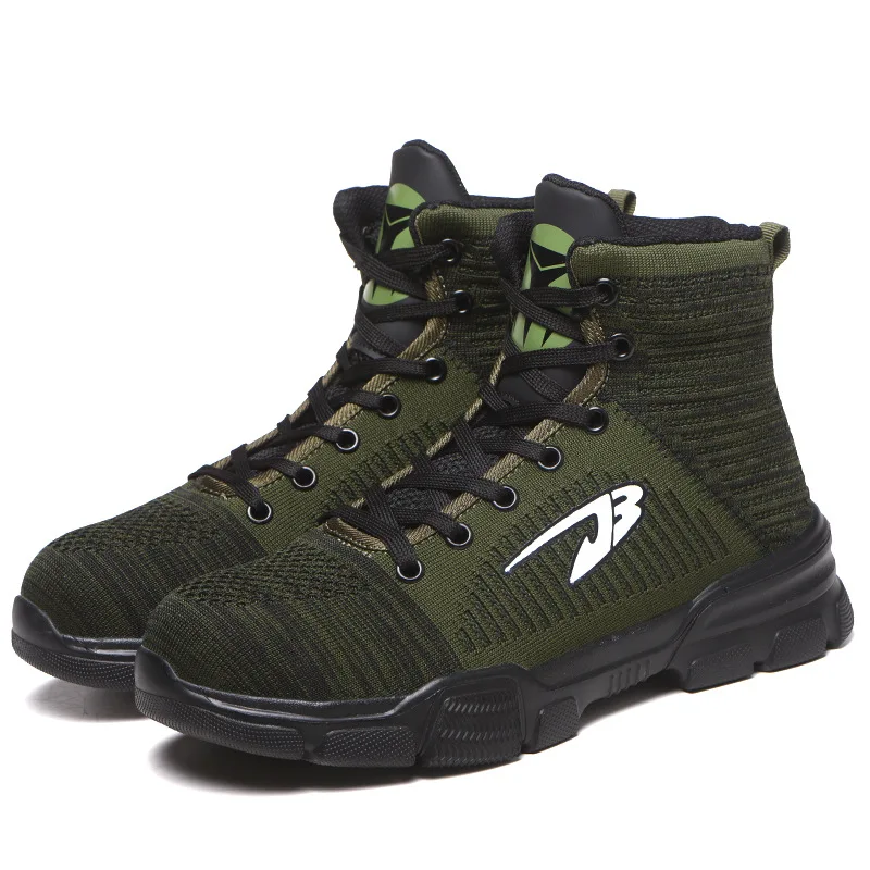 

Drop ship Men's Safety Shoes Steel Toe Breathable Lightweight Work Shoes Construction Protective Boots, Black/grey/red/green