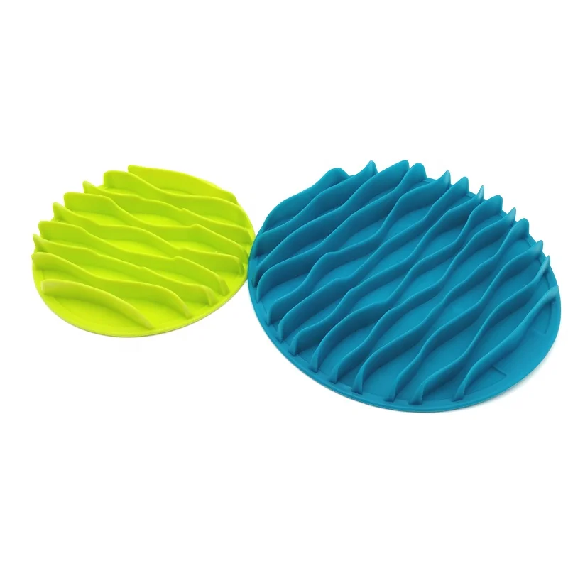 

Promotional Pet Food Non Toxic Waves Silicone Slow Feeder Dog Bowl, Green,blue