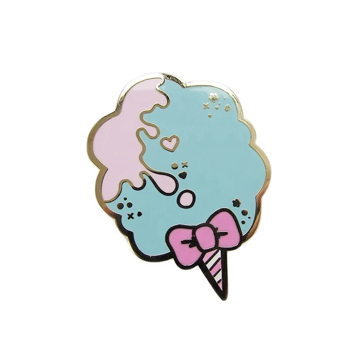 

China Supplier Custom Light Blue lovely cartoon ice cream hard enamel lapel pin, Pantone color