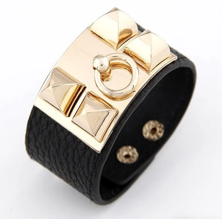 

fashion trendy wide adjustable leather bracelet women