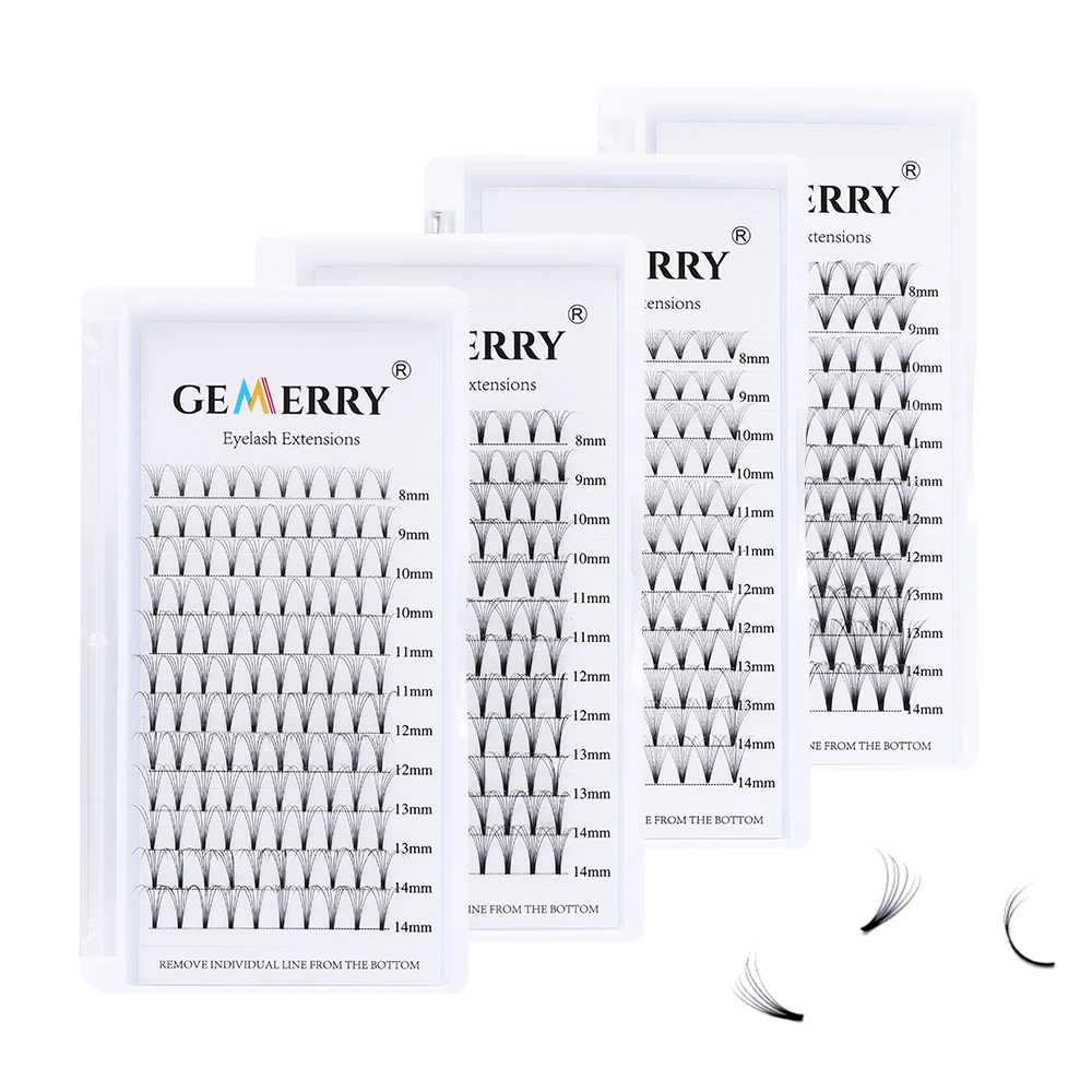 

Volume Premade Fans Slim 0.07 0.10 Eyelashes Short Stem Heat Bonded Premade Fans Russian Volume Pre-Fanned Lash Extensions, Natural black