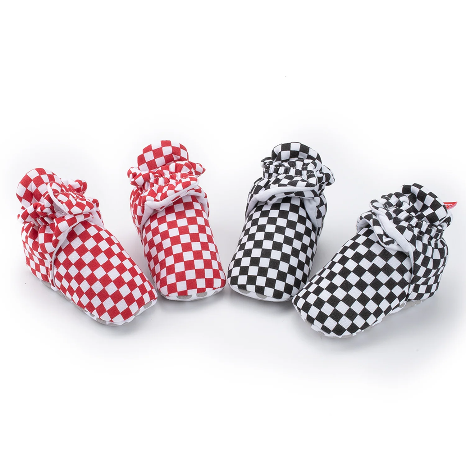 

MOQ 1 Hot sale 2022 Socks with plaid Cotton shoes Soft sole anti slip Light Weight baby socks, 2 colors