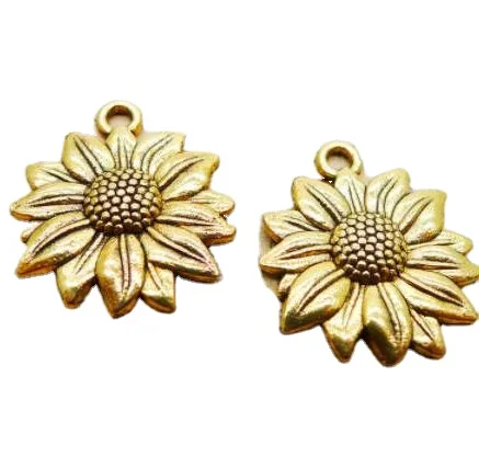 

Lovely Golden Plated Sunflower Charms Alloy Flower Pendant Designer Charms Jewelry Findings, Same as photo