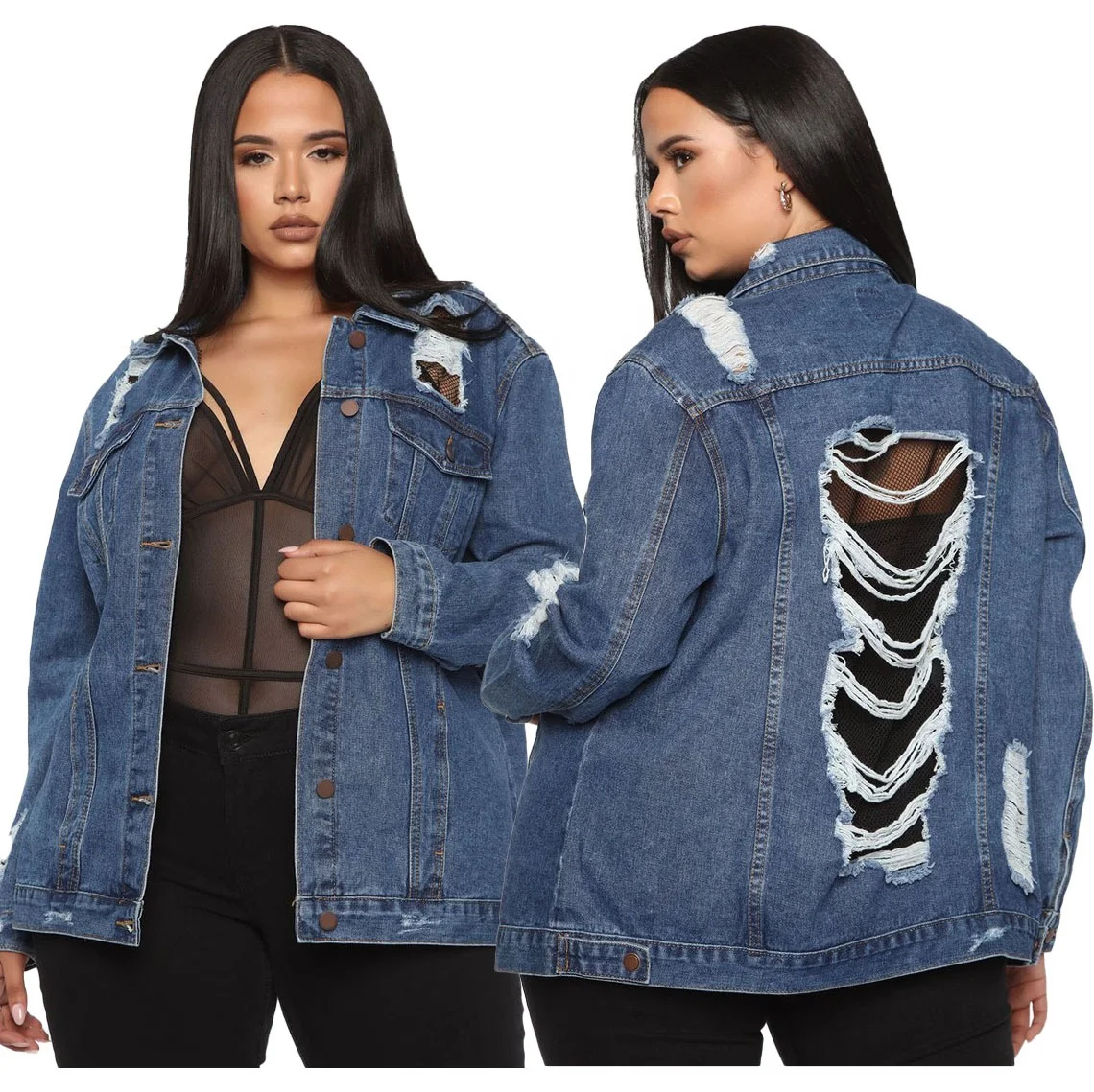 

SMR9867 2021 Top ranking products women fashion sexy jean streetwear ripped plus size jackets, As picture or customized make