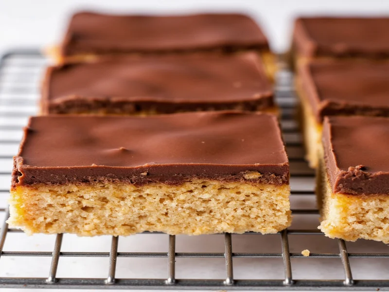 Finished homemade Snickers bars on cooling rack
