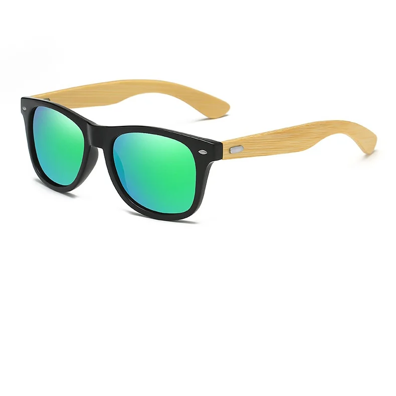 

Reflective bamboo sunglasses polarized mirrored red green blue bamboo arm custom logo amazon top seller sun glasses unisex