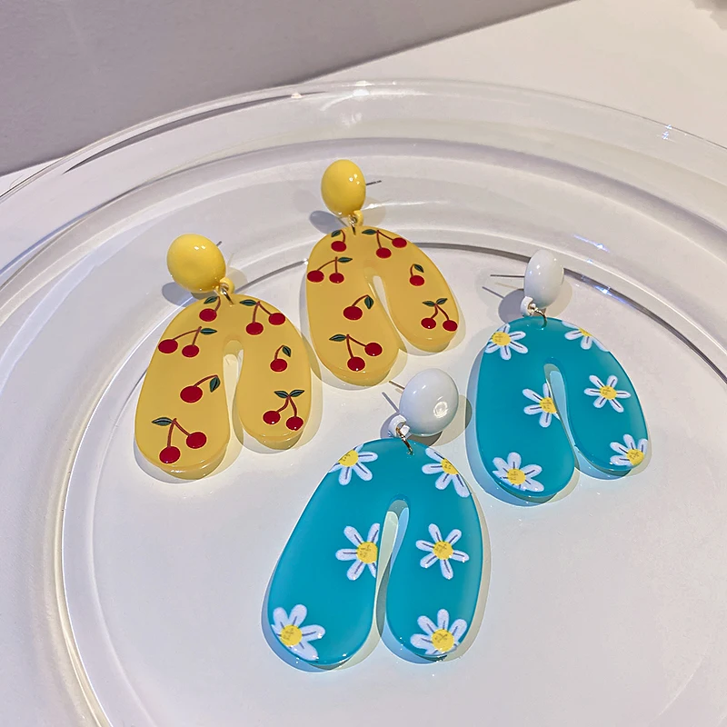 

trendy fashion flower fruit acrylic summer fashion earrings