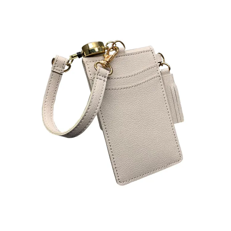 

2021 new retail customizable PU leather pendant snap mirror card clip, Grey