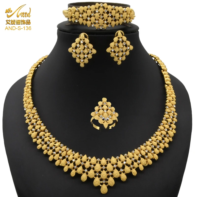 

Plated Gold 24K Italin Desgin Wholesale Indian Gold Jewellery For Women Ladies Necklace Ladies Wedding Bridal Jewelry Set