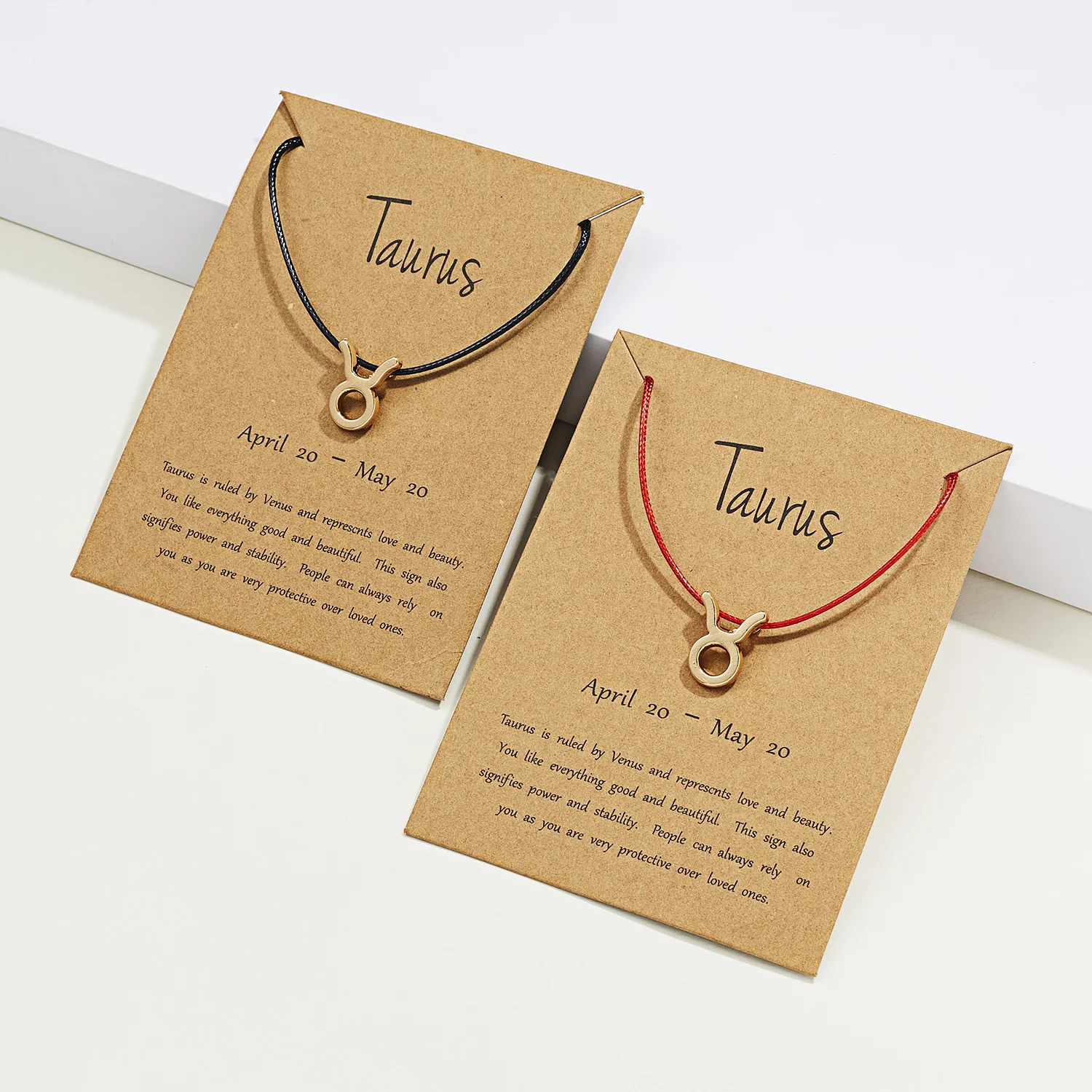 

New Trendy Wish Card Kids Jewelry Gift Gold Charm Red Black Rope 12 Zodiac Sign Women Men Bracelet, Picture shows