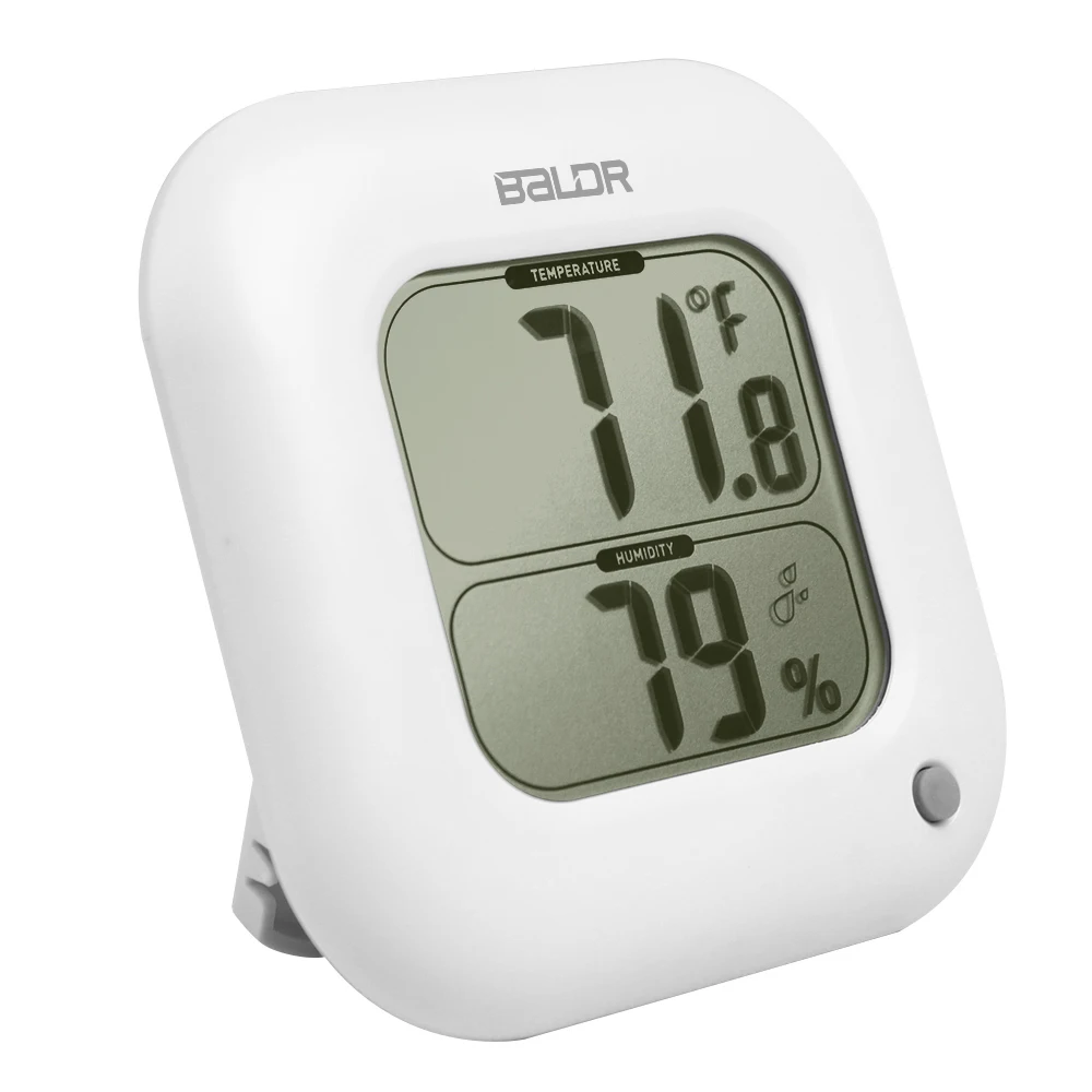 

Color House digital thermometer hygrometer with clock Temperature Humidity Monitor, White blue green