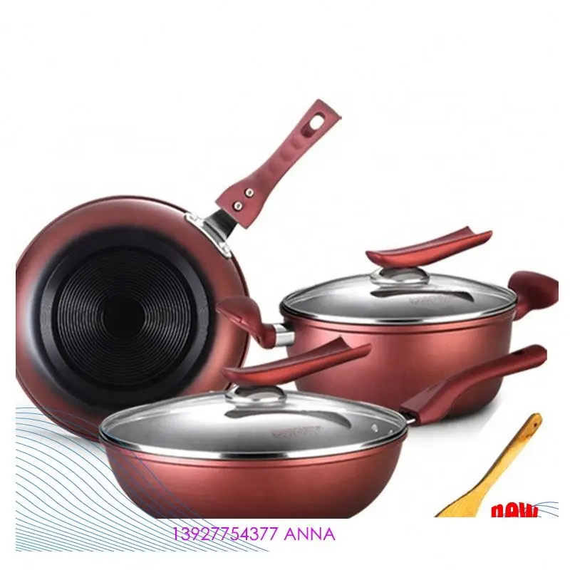 

Soup Frying Stainless Steel Cooking Appliances Stoves Cast Iron Dinnerware Cookware Sets, Red