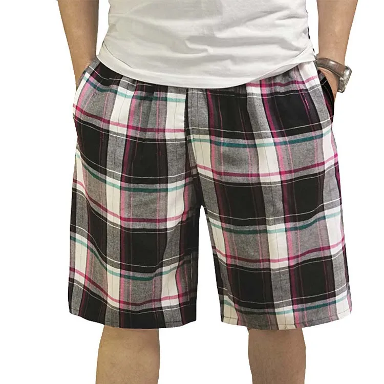 

2021 cotton shorts men's classic plaid style casual wear plus size men's shorts