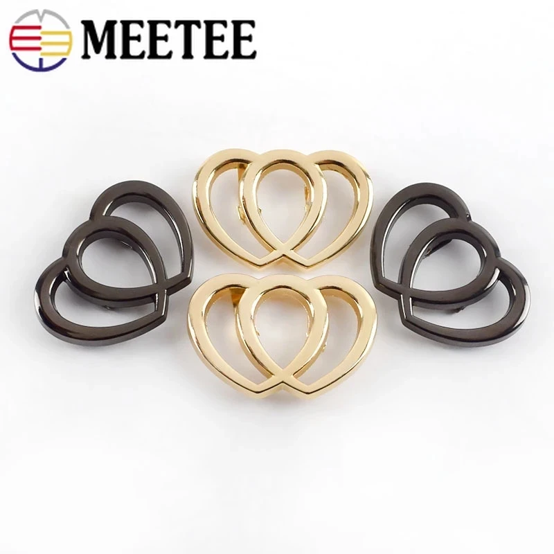 

Meetee BF332 40*25mm Zinc Alloy Heart-shaped Accessories DIY Women's Shoes Flower Double Heart Clothing Decorative Buckle
