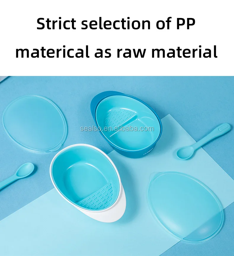 Baby Food Grinding Bowl With Lid And Spoon Set For Toddler Divided Bowl With Easy Hold Handle