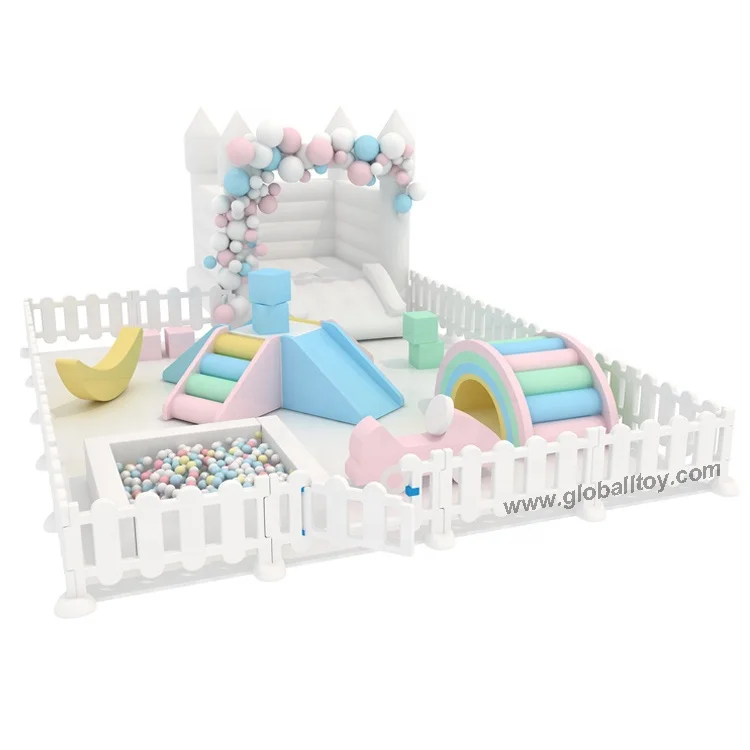 Kids Indoor Outdoor Soft Play Zone Play Set with Water Slide Bounce House