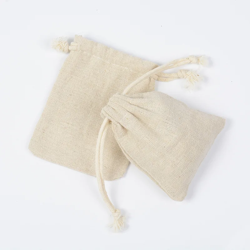 

Eco Friendly Custom Small Drawstring Cotton Bag, Off-white;customized