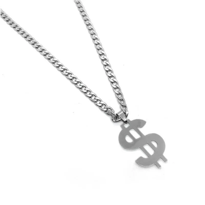 

Hip hop silver titanium kolye ucu dollar pendant necklace