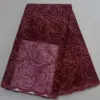 Heavy french guipure lace fabric with pearl beaded Popular polyester for