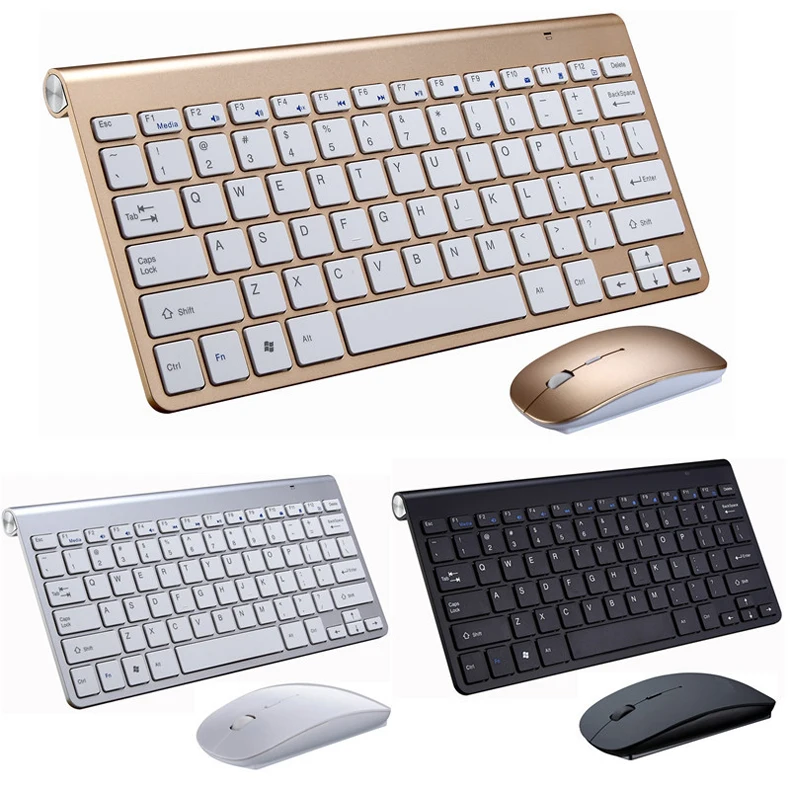 

2.4G Wireless Gaming Keyboard and Mouse Mini Multimedia Keyboard Mouse Combo Set For Notebook Laptop Mac Desktop PC, Black,silver,rose gold,gold