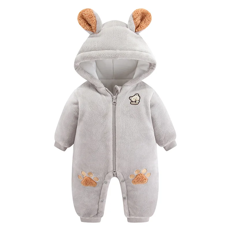 

Children's clothing winter Jumpsuit Baby clothing Thickened solid keep warm Plush cute bear kids clothing pajamas