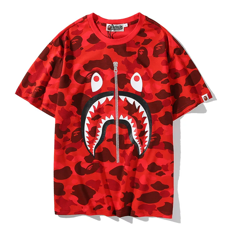 

2021 Fashion Bape Shark Mouth Blood Shark Shirt Men's Youth Teen Boy's Comfortable T-Shirts, Customized colors