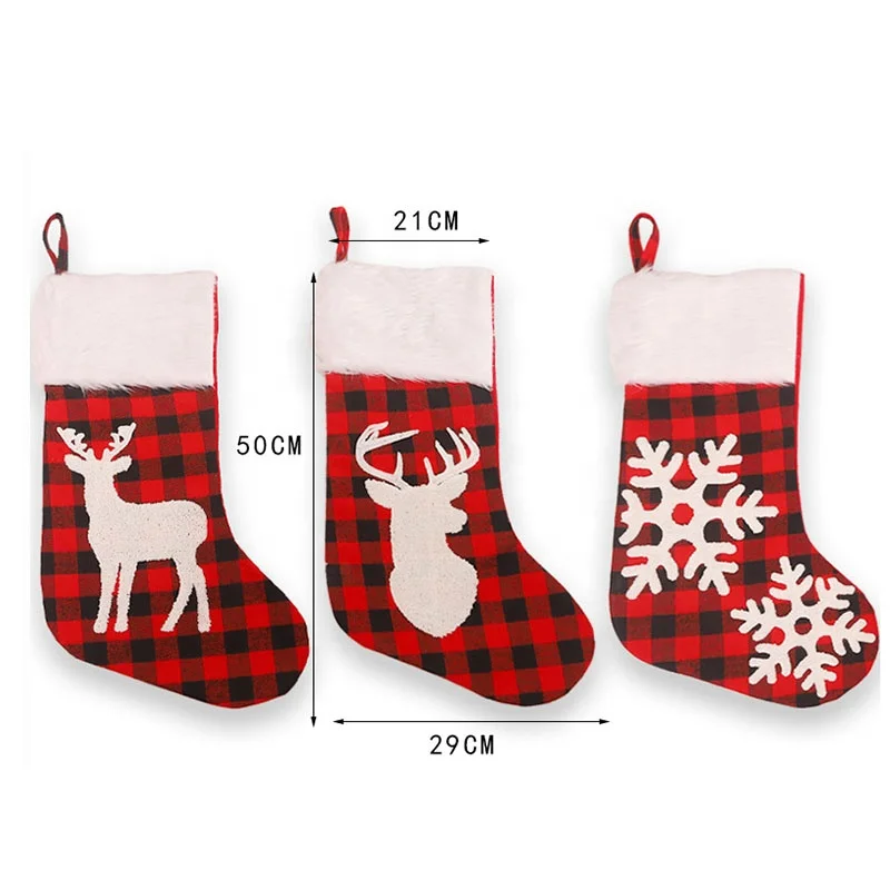 

Lattice Christmas Socks Wholesale Personalized Elk Christmas Decorations Creative Lattice Christmas Socks, As pic show