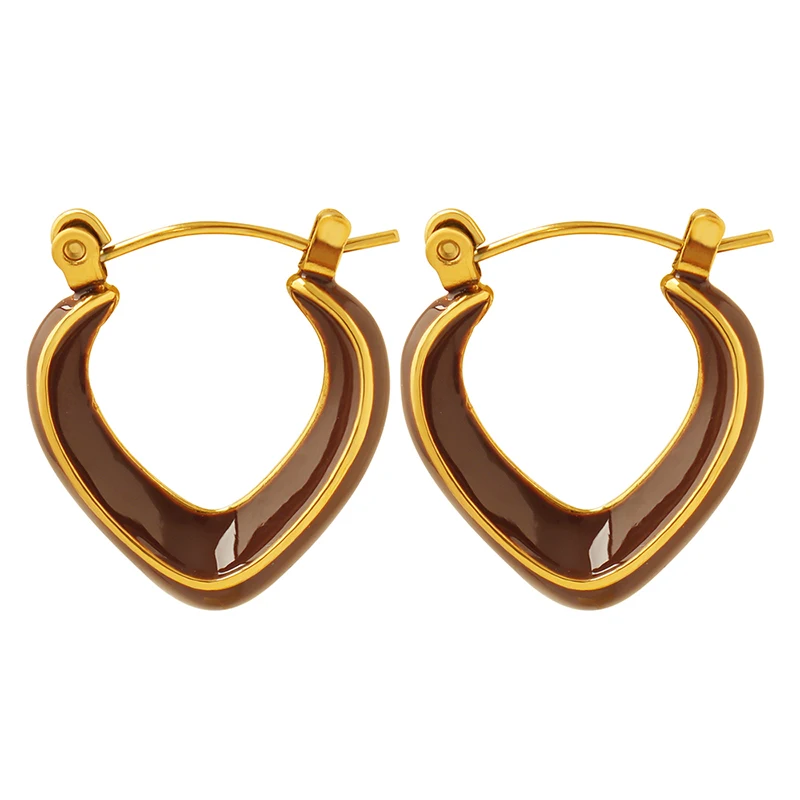 Elegant Earrings V-shaped Oil Drop Jewelry Stainless Steel Gold Plated Earrings for Women