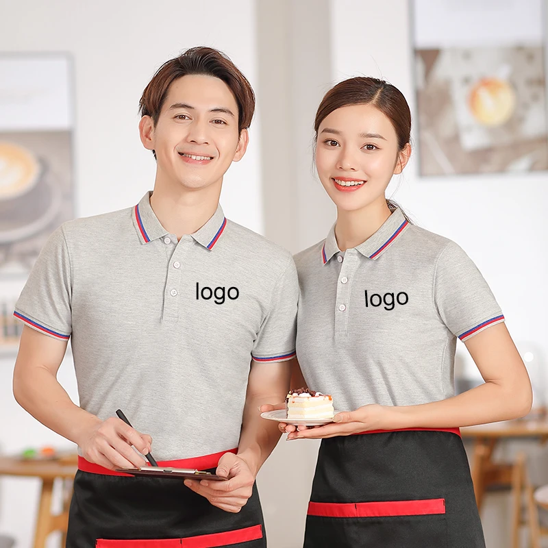 

China 2021 Wholesales 100% Cotton Waiter's Clothes Uniform Support For Custom Men Polo t Shirt Staff Clothing In GuangZhou