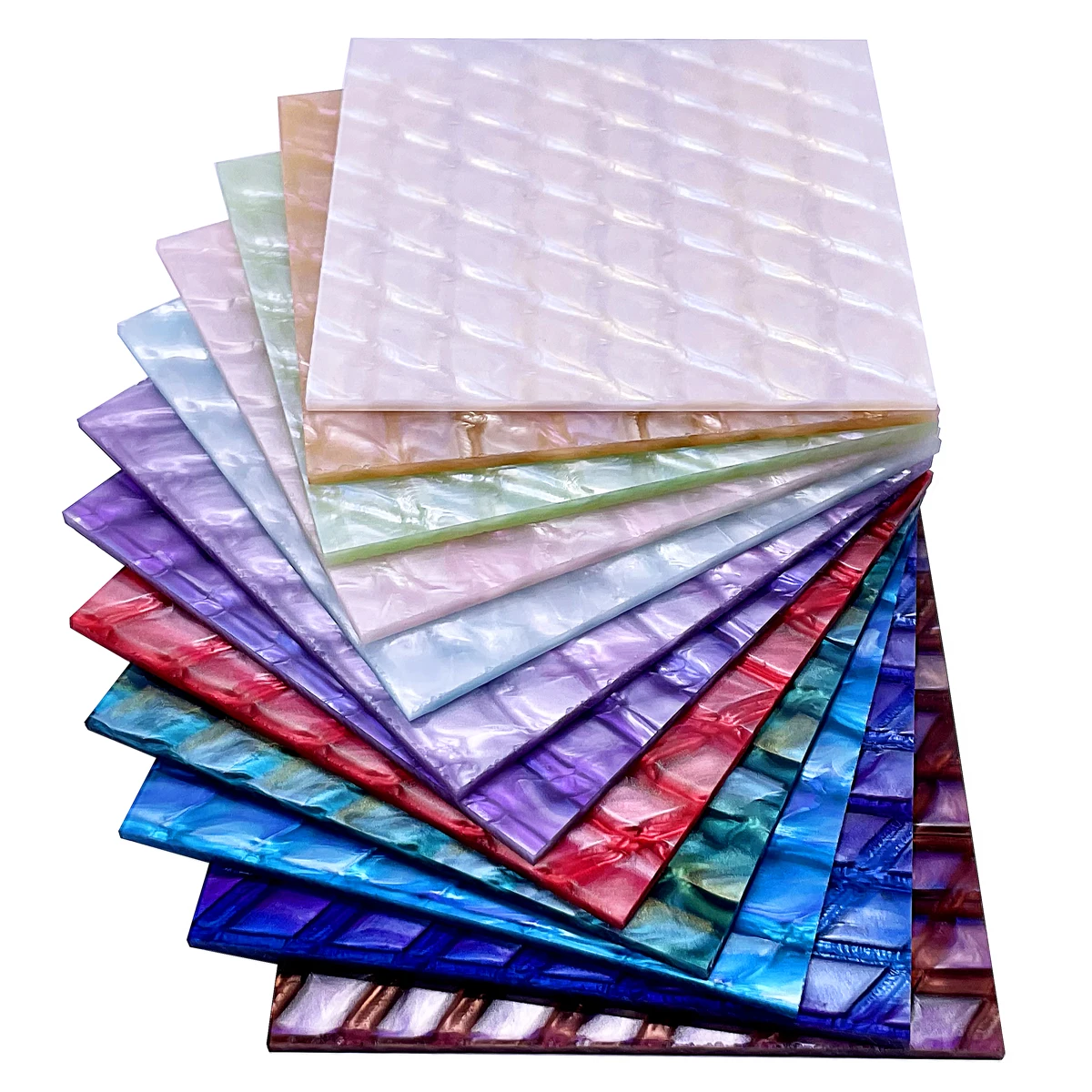 

Full Sets of Pearlescent Shell 3.0mm Sheets for Jewelry/Craft/Art Works/Decoration - 12 Colors, One of Each in 5 Sizes