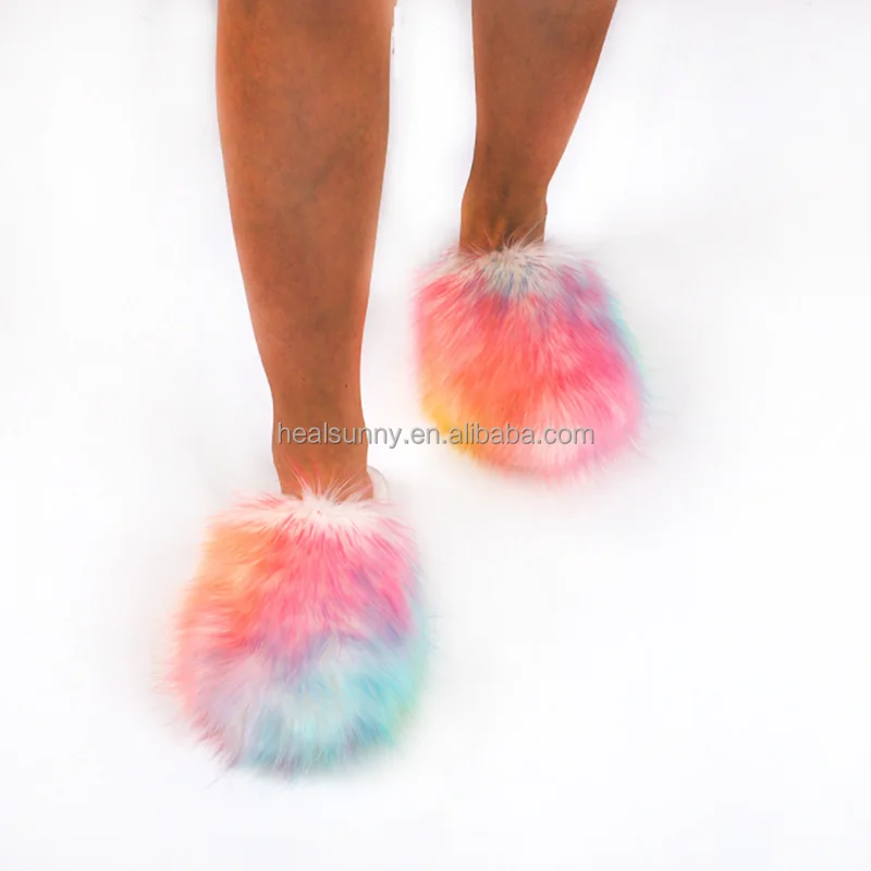 

Women Fashion Open toe Fluffy Faux fur House Slippers, Navy blue, raccoon natural , rose red, seven , light gray, etc.