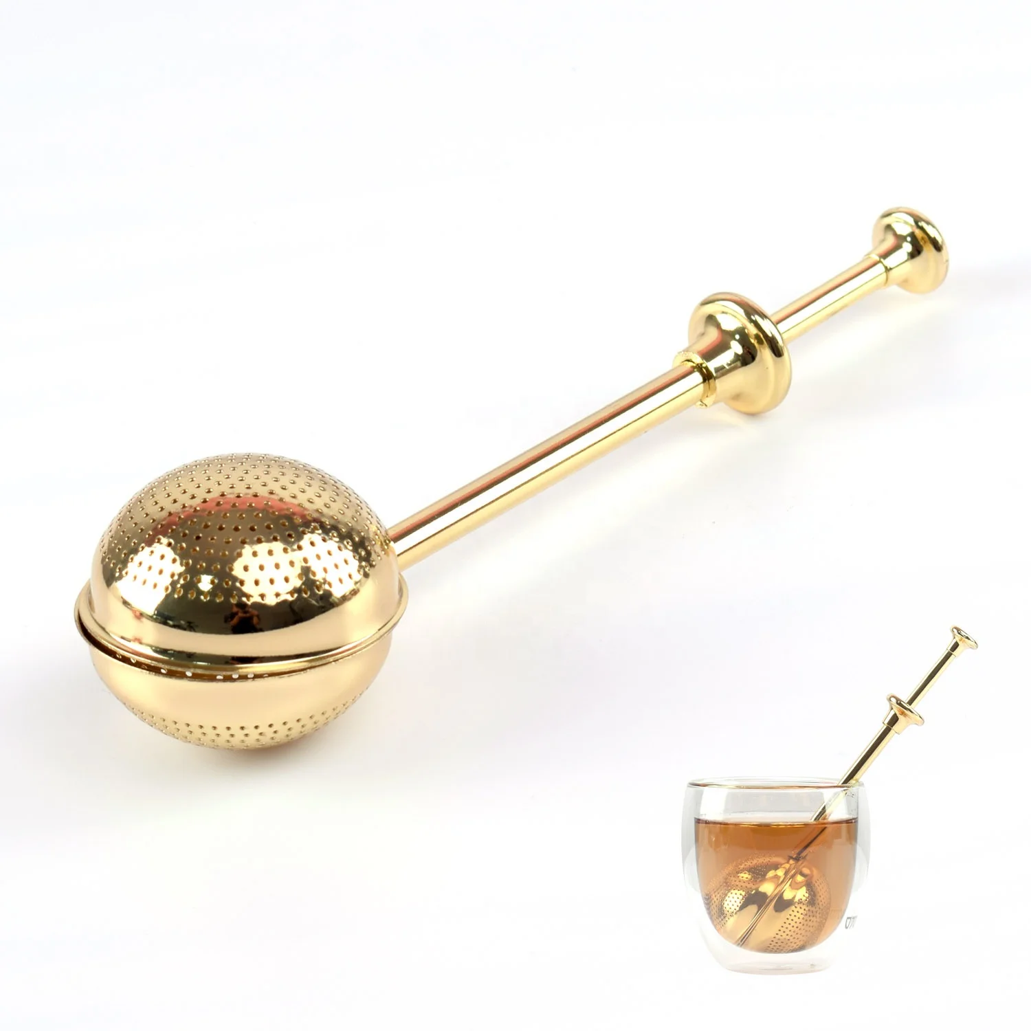 

Fine Mesh Gold Tea Ball Strainer Stainless Steel Tea Infuser for Loose Leaf Teas