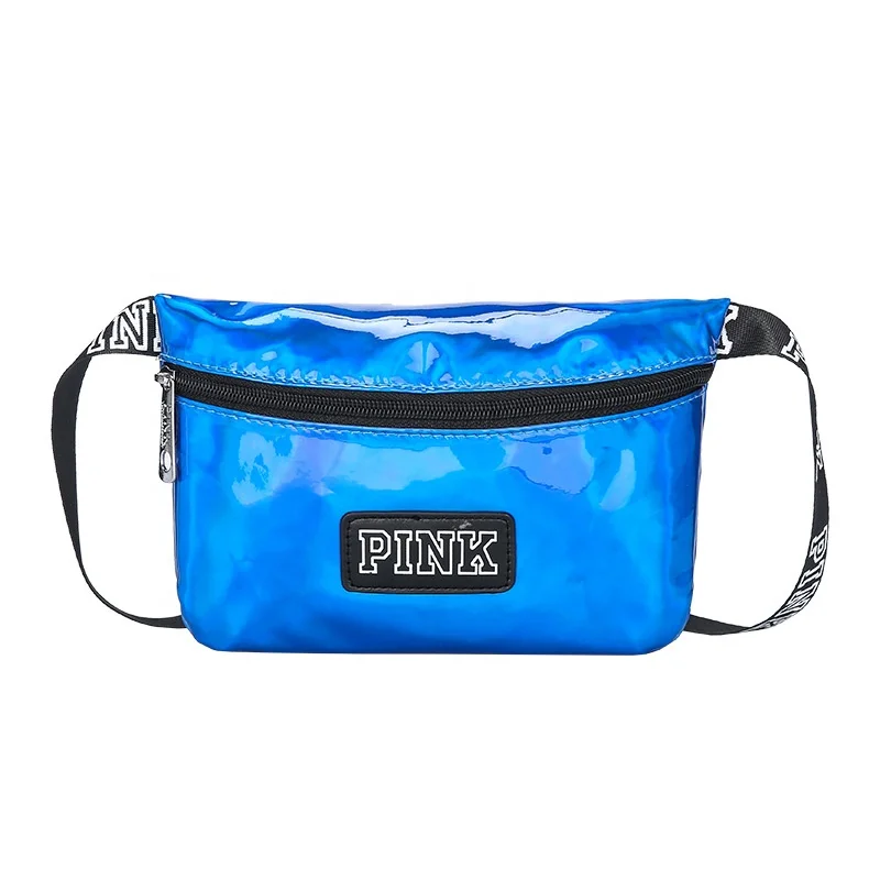 

Low MOQ pu laser waist bag for girls fashion bum bag custom pink fanny pack