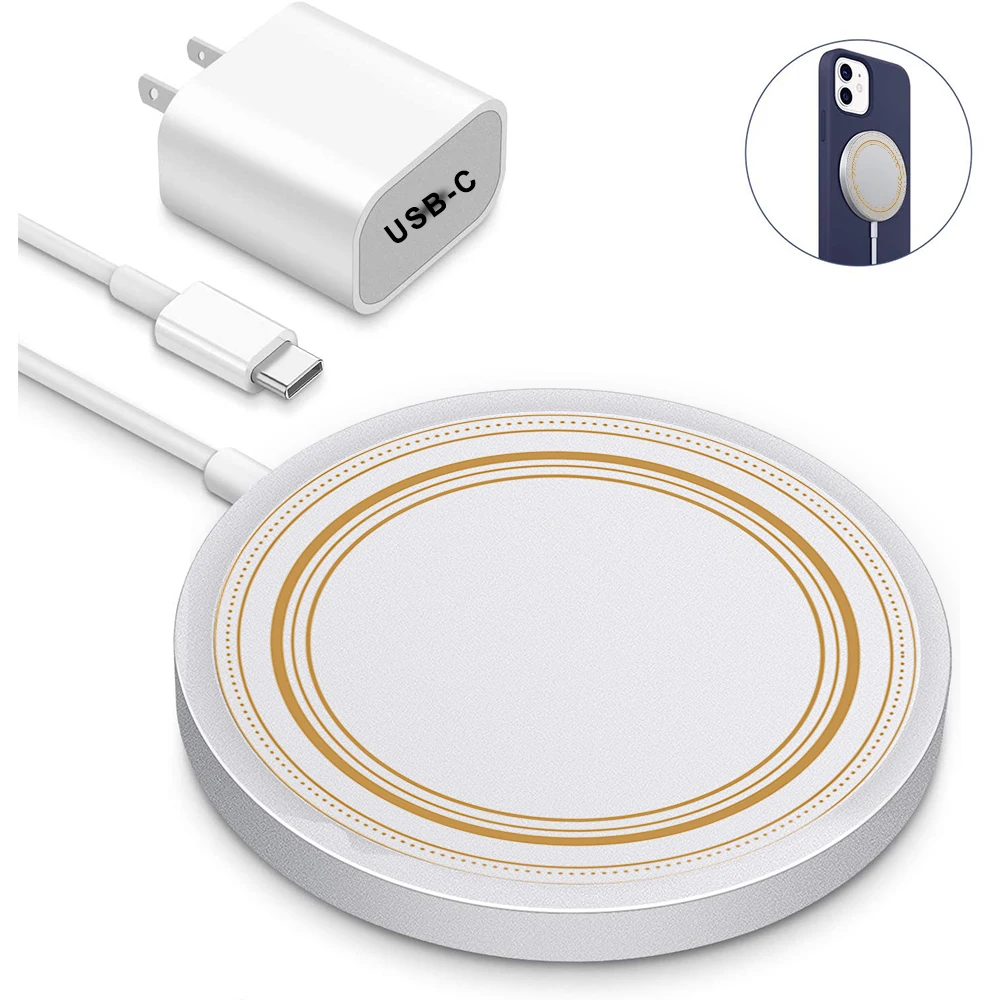 

15W Magnetic Desk Charger for iphone 12 Mini Wireless Magnet Charging Wireless Charger Universal Wireless Phone Charger, White/oem