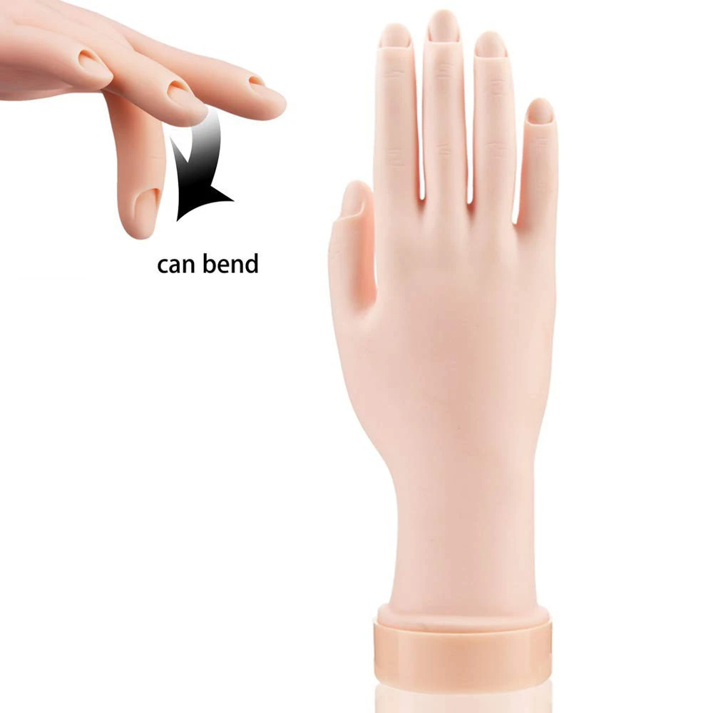 PVC Soft Rubber Fake Hand Manicure Practice Nail Art Training Flexible Bend Practice Hand