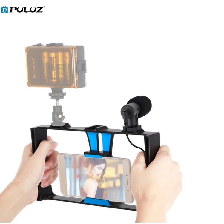 

Wholesale PULUZ 2 in 1 Live Broadcast Smartphone Video Rig + Microphone Kits for Smartphones