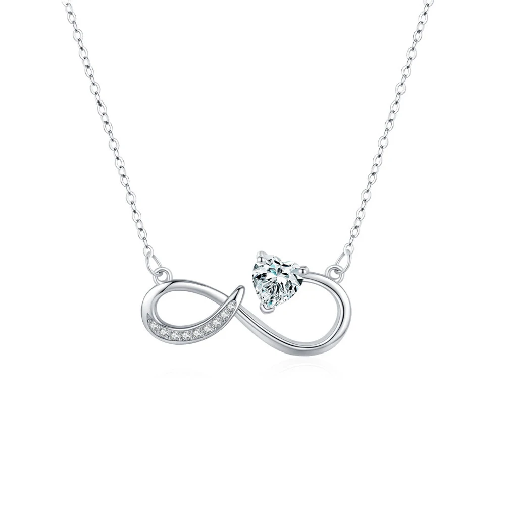 Glamorous Women Fashion Jewelry 925 Sterling Silver Heart Cut Cubic Zirconia Paved Chain Link Necklace for Lady Gift