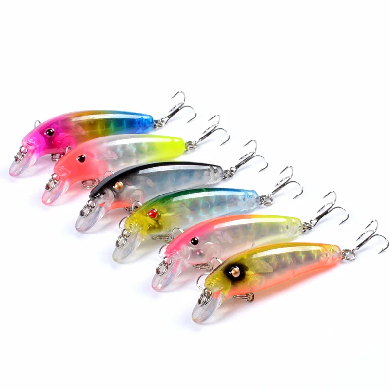 

Fishing Tackle Lure 3D Eyes 7cm 6g Hard Bait Fishing Lure Minnow with 2 Fishing Hooks, 6 color