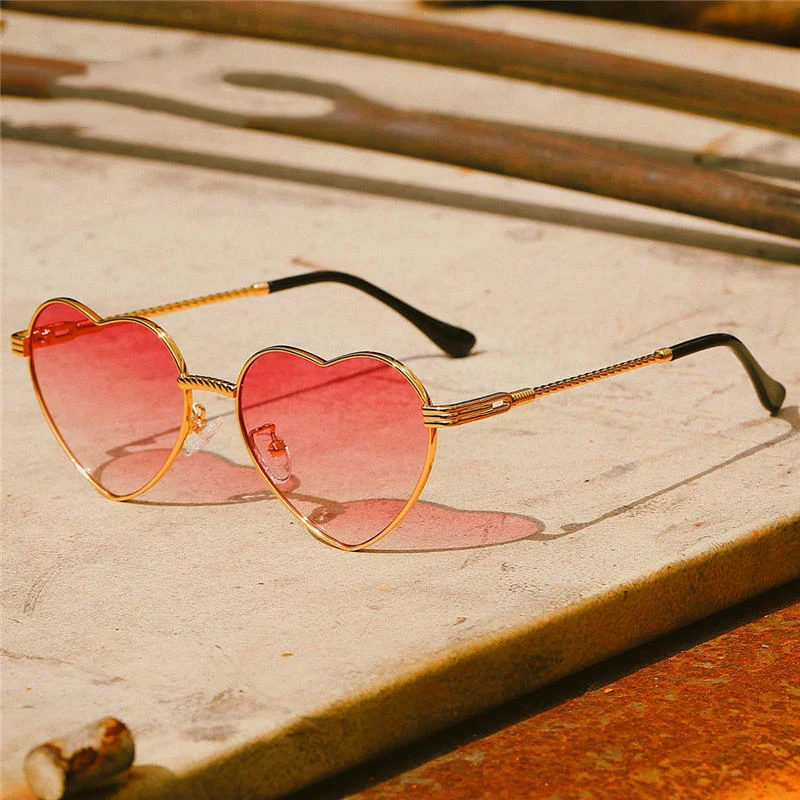 

Ins Style Newest Fashionable Metal Sun glasses 2021 Luxury Brand Heart Shaped Women Sunglasses
