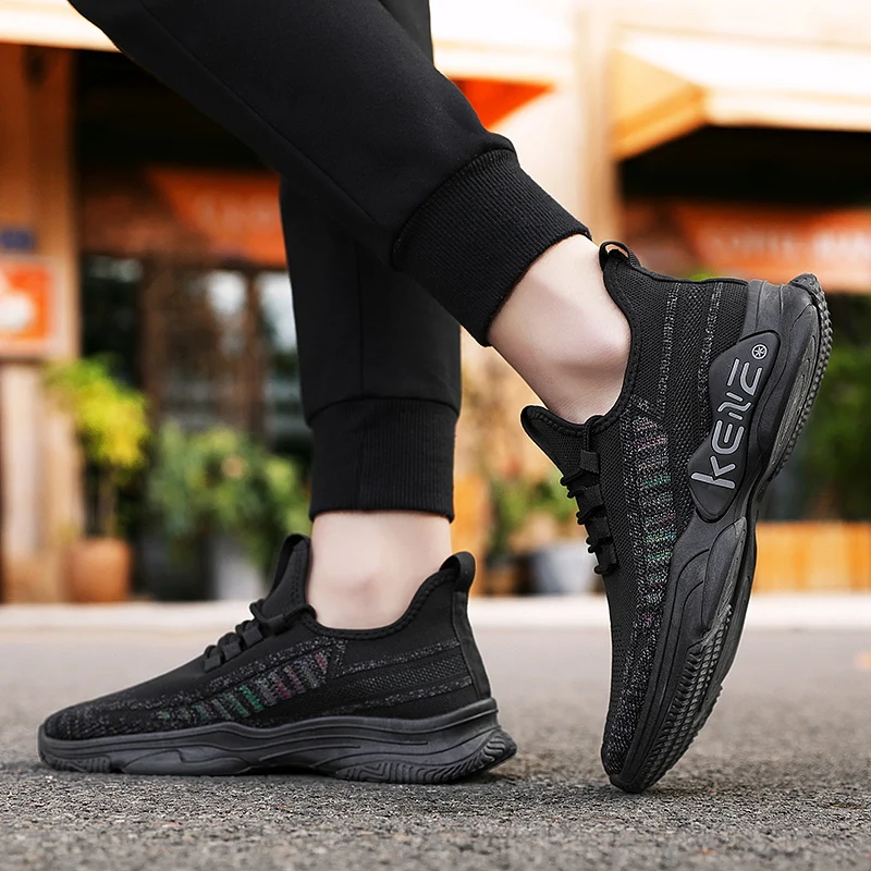 

21-590 Breathable Hiking Wear-Resistant High-Top Running Shoes Basketball Casual Shoes, Black