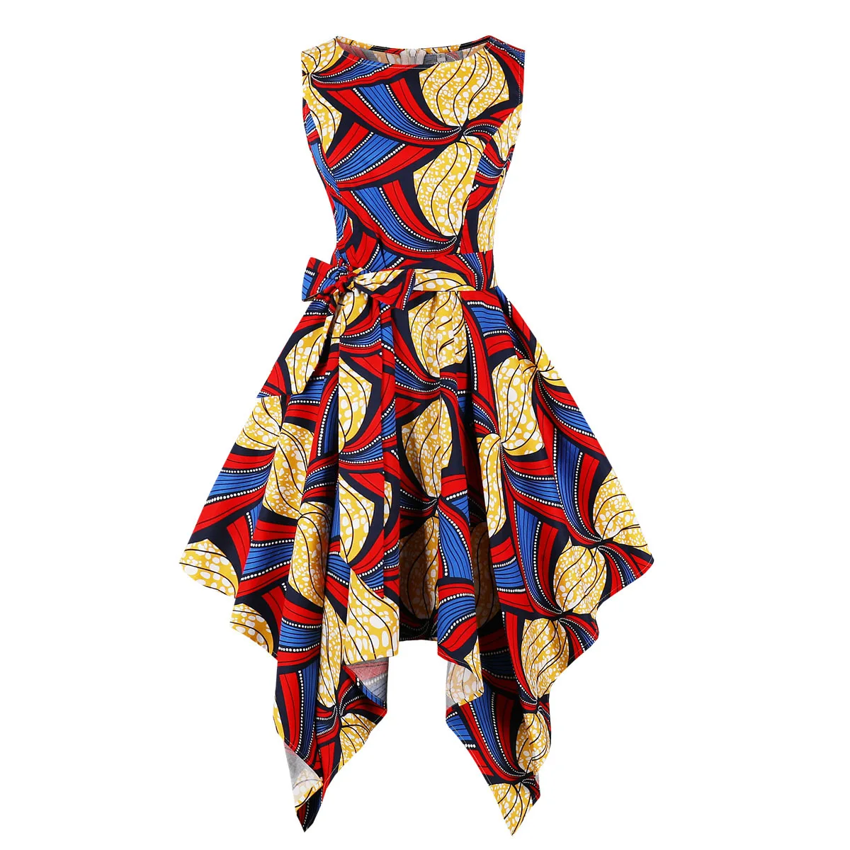 

Fashion New Sexy Woman Round Neck Sleeveless Skirt African Dress, Picture