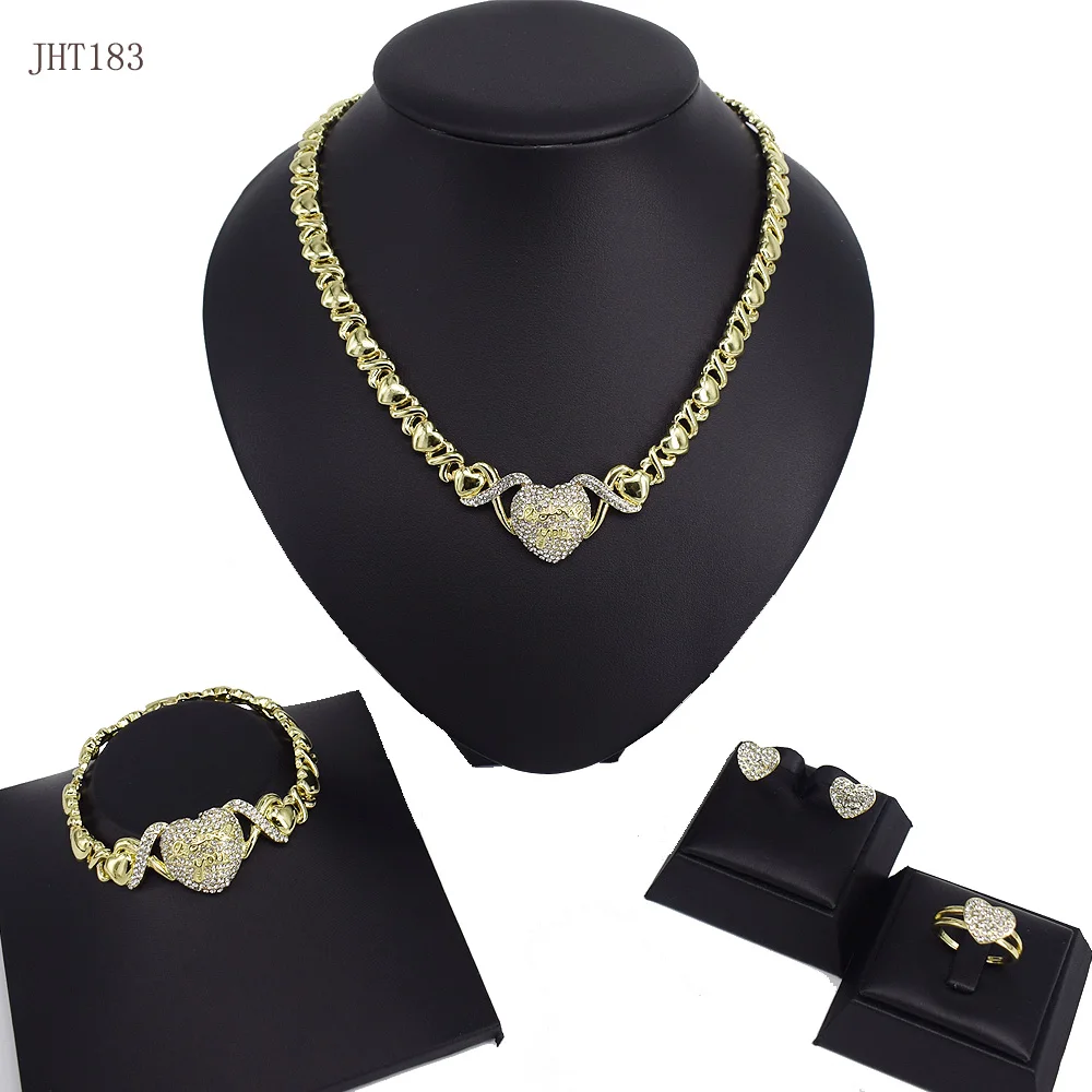 

JHT183 18K gold plated diamond heart shaped women's jwelry set jewelry