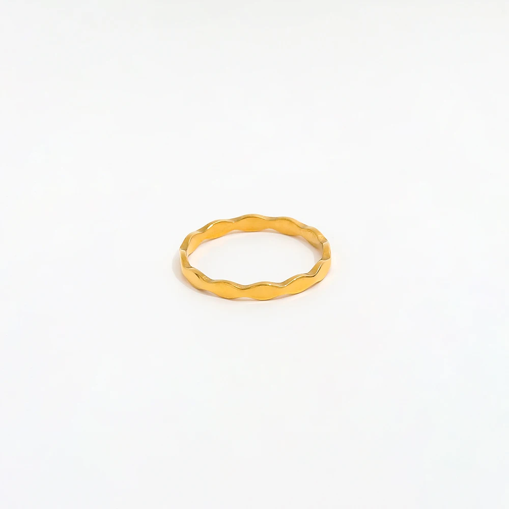 Joolim Jewelry Wholesale 18K Gold Plated CZ Shape Stainless Steel Rings for Women Rings