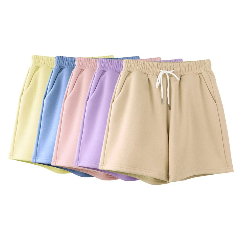 

Wholesale 2021 Summer New Solid Color Ladies Casual Sports Drawstring street wear short Sweat shorts for women