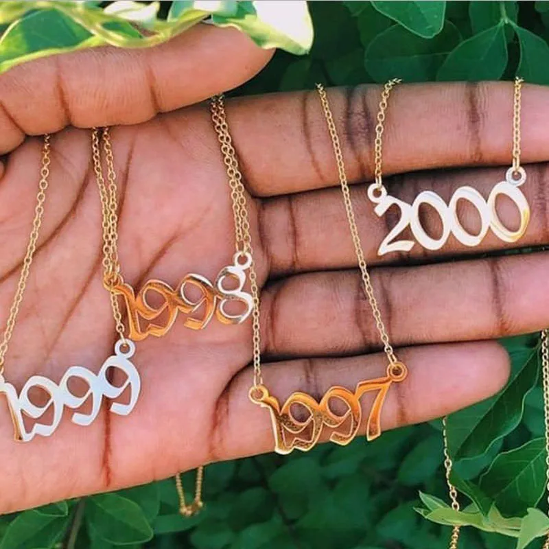 

Artilady 1991-2010 Vintage Gold Silver Stainless Steel Birth Year Number Statement Necklaces For Women Jewelry Gift