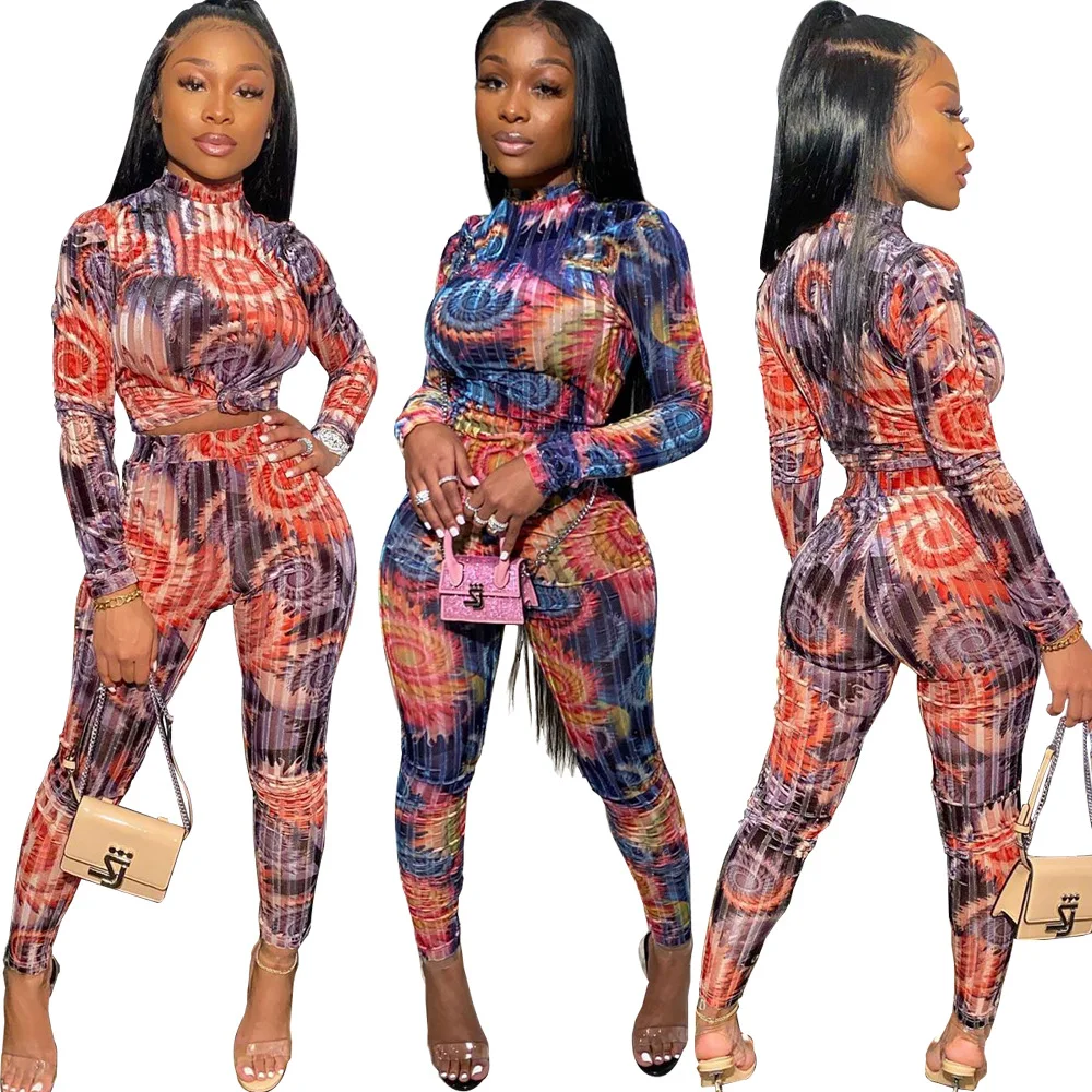 Bodycon Women 2 Piece Set Outfits Party Dresses Long Sleeve Women Two Piece Set Clothing