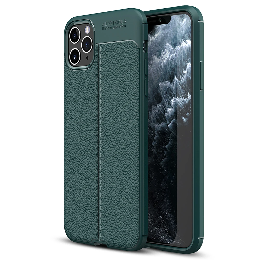 

Free Shipping Laudtec Leather Texture Silicon TPU Auto Focus Skin Back Cover Mobile Phone Case For iPhone 11 11 Pro Max 11 Pro, Green, black, navy blue, red